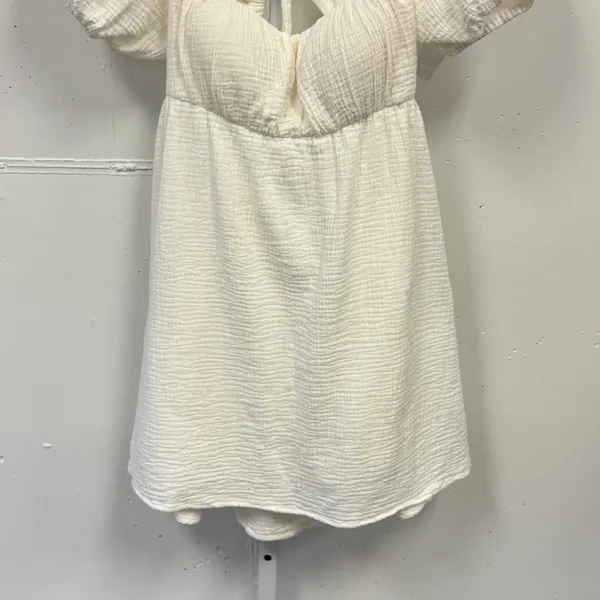 Princess Polly Gauze Off White Textured Puff Sleeve Open Back Mini Dress Size 4‎ - Image 4