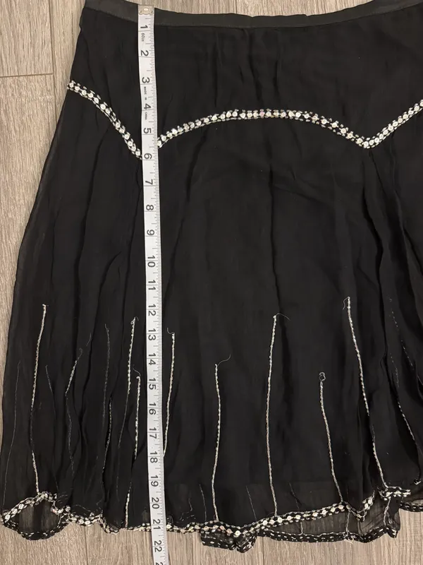 Vintage Black Chiffon Beaded & Sequins Skirt - Image 9