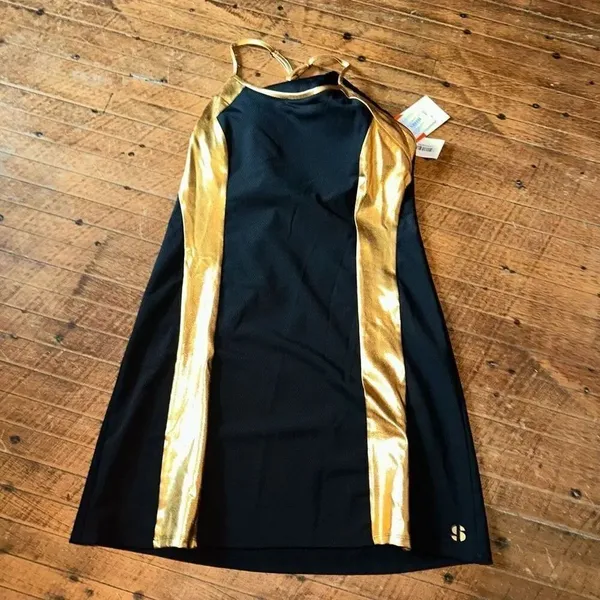 Sports Illustrated gold & black M racerback tennis dress - Image 5
