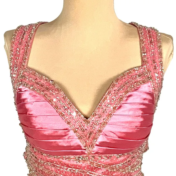 Glamorous New Pageant Prom Gown Sweetheart Neck Jeweled Pink Size 6 Glam A-line - Image 5
