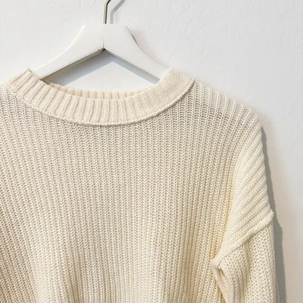 Wild Fable Sweater‎ Size XS Cream Knit Flare Sleeve Rolled Hem Crop Garden Party - Image 2