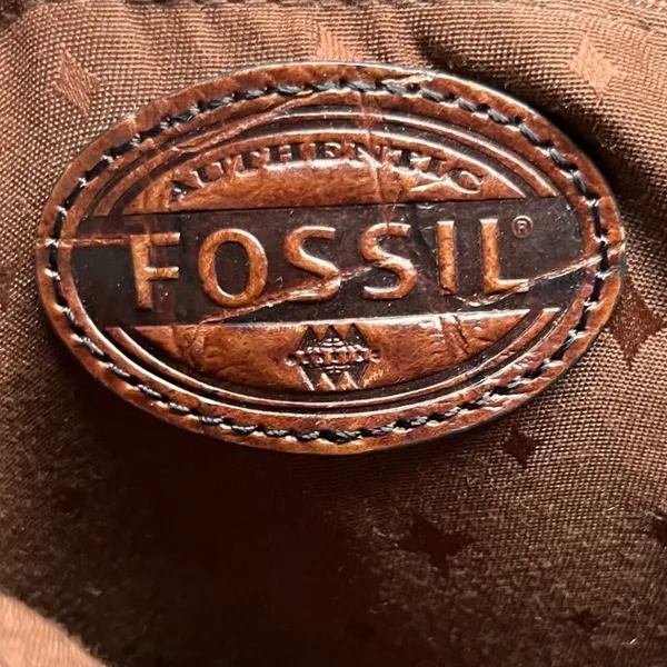 Fossil Crossbody Bag‎ Croc Embossed Leather Brown Women Small ZB5438 - Image 7