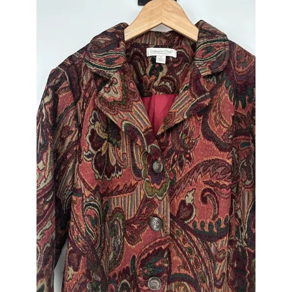 Coldwater Creek‎ Jacket Womens Medium Boho Tapestry Button Front Artsy Blazer - Image 2