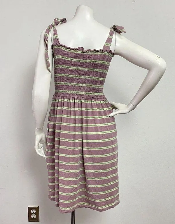 Toad & Co Tie Strap Sleeveless Women’s Dress Size L Purple Green Striped - Image 5