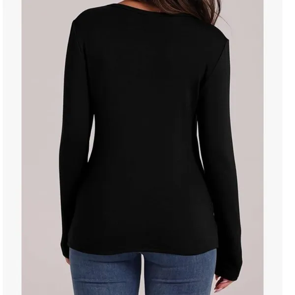 Wuhoupro‎ Women's Size Medium Long Sleeve T-Shirt Fleece Lined Black Microfiber - Image 2