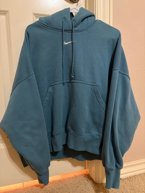 Nike Cropped Teal Hoodie Pullover Long Sleeve - Image 2