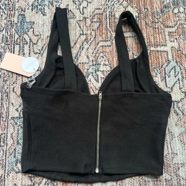 Blashe Los Angeles NWT Black Sleeveless Corset Bustier Crop Top Zipper Medium - Image 10