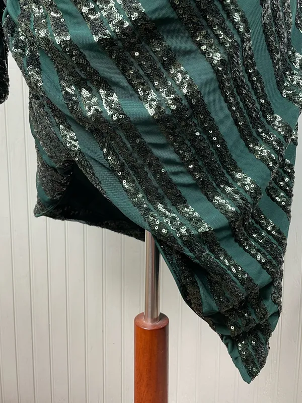 Lulus Rendezvous With You Emerald Green Sequin One-Shoulder Bodycon Dress Large - Image 13