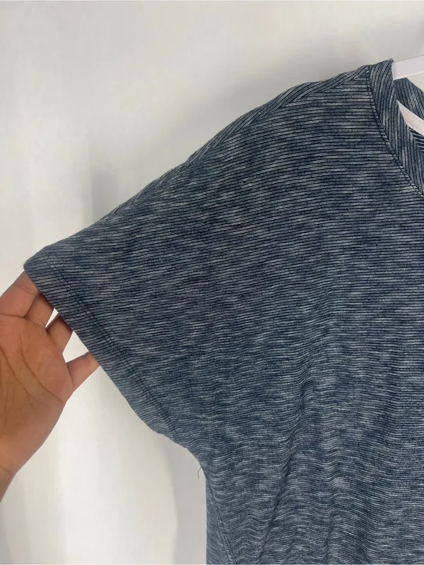 Anthropologie Heathered Blue Knot-Shoulder Short‎ Sleeve Tee - Image 3