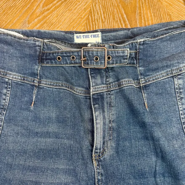 Free People Belted Front Seam Loose Fit Jeans Dark Wash Size‎ 34 - Image 7