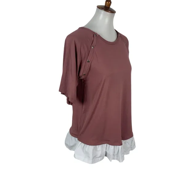 ASOS Top 2 Short Sleeve Small Pink Twofer Layered Casual Minimalist Chic - Image 4