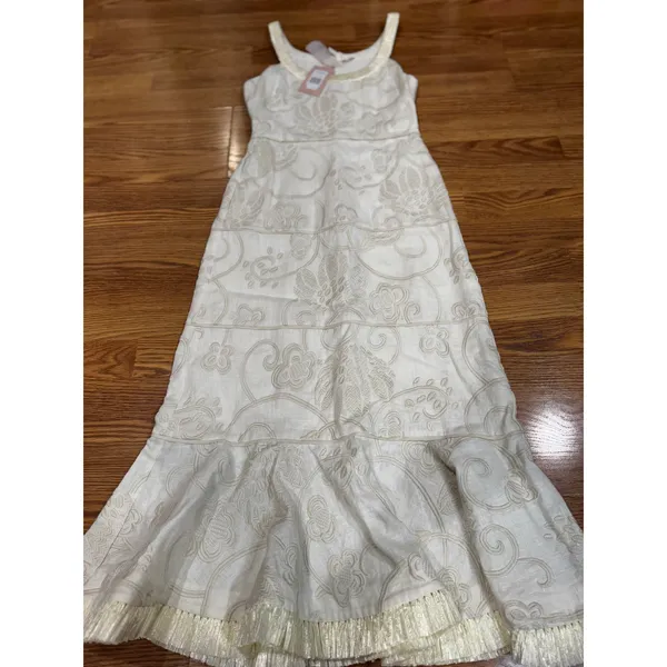 Alexis Zelda Cream Eyelet Embroidered Garden Midi Dress Sleeveless Size S - Image 13