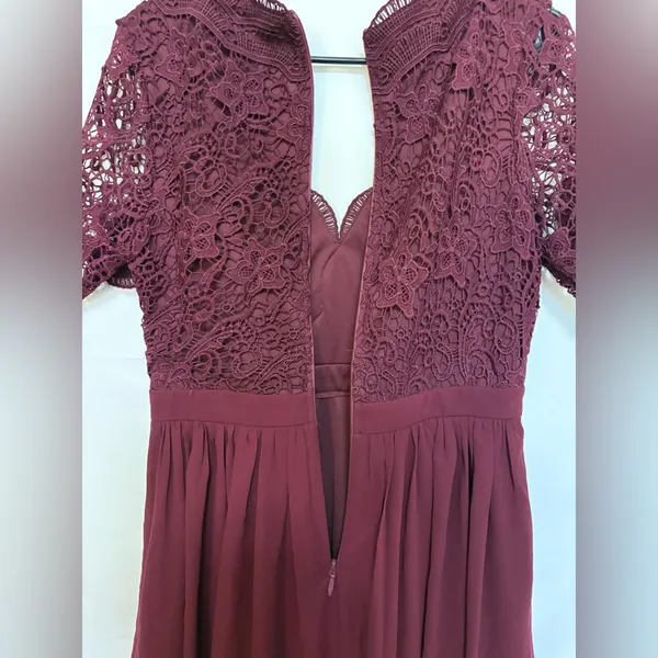 Lulus Angel in Disguise Burgundy Lace Skater Dress Size‎ Large - Image 8