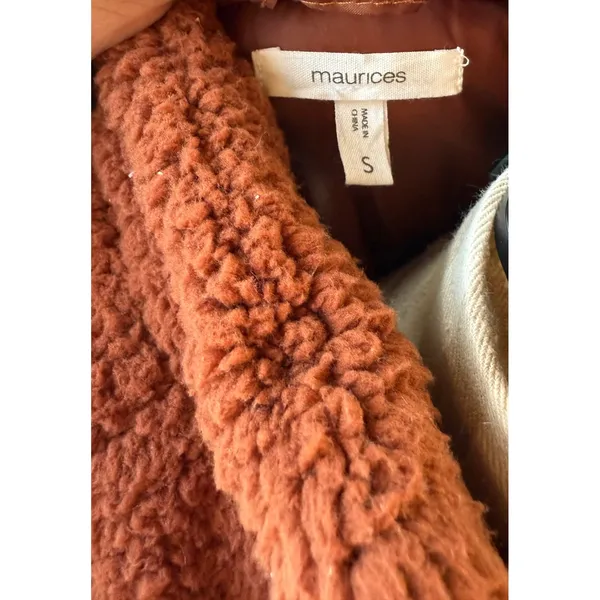 Maurices‎ Womens Plaid Sherpa Lined Vest Size S Rust White Quilted Gilet - Image 4