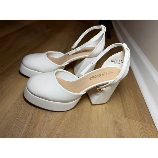 Dream Paris Bridal White Platform Heels Size 7.5 Engagement Wedding Photos - Image 4
