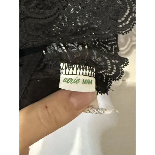 Aerie Women's Festive Lace Padded‎ Racerback Bralette Black Size M - Image 4