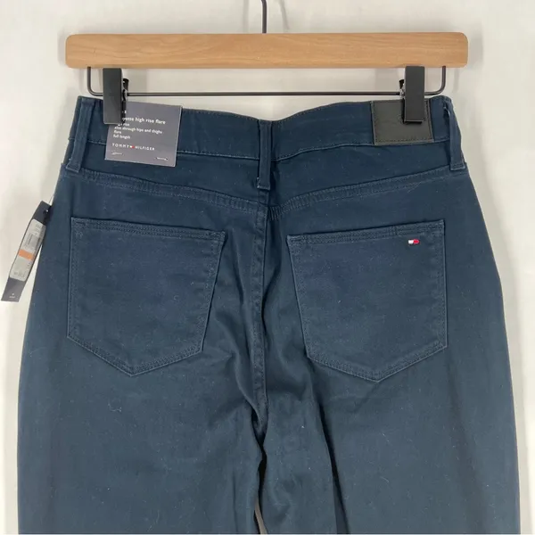 Tommy Hilfiger Lafayette Navy‎ Blue Stretch High Rise Flare Pants NWT Size 2 - Image 9