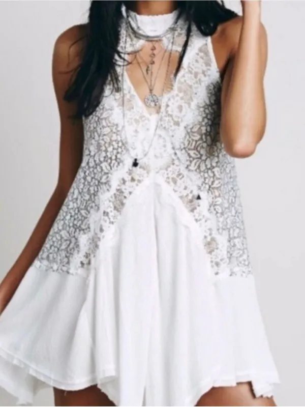 Free People Bohemian White Lace swing tunic - Image 2