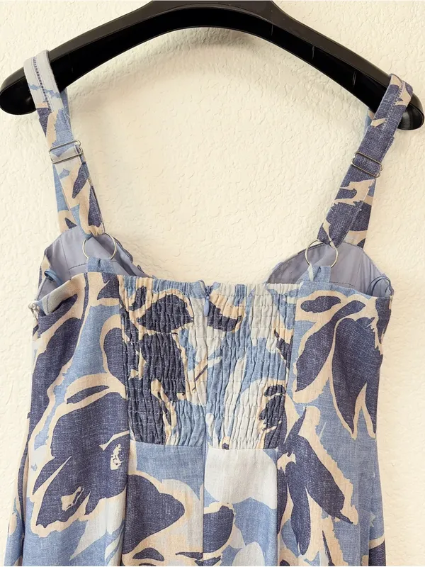 Moon River Spaghetti Strap Midi Dress Blue Multi Small - Image 12