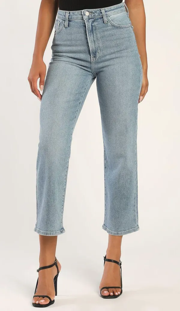 Just Black Denim Truly Cool Light Wash Ribcage Straight Leg Jeans - Image 2