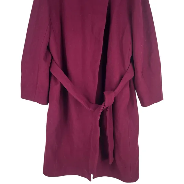 Ann Taylor Tie Waist Balloon Sleeve Wool Blend Coat Mulberry Size XXL - Image 6