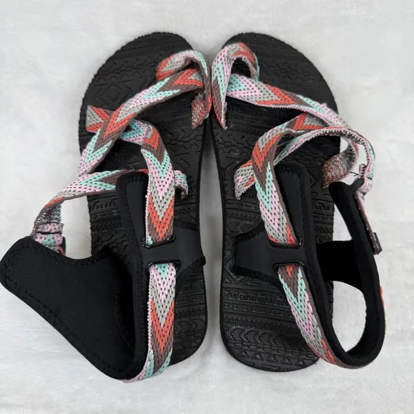 Muk Luks Sport Strappy Sandals Womens‎ Multicolor Chevron Boho Outdoor Sandals 9 - Image 5