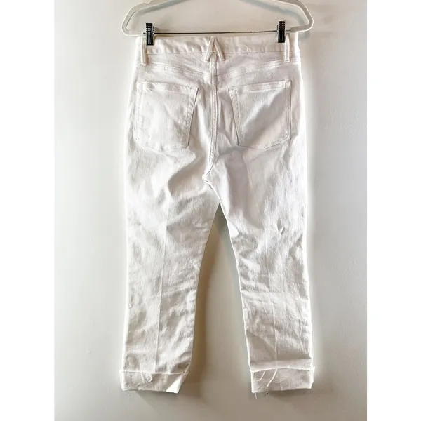 Good American Good Straight High Waist Raw Hem Jeans White 10 / 30 - Image 3