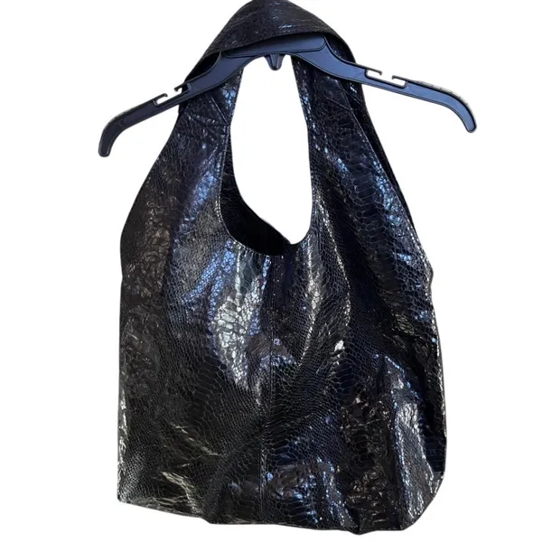 Snakeskin Hobo Bag Shoulder Bag Designer‎ Style Tote Large - Image 3