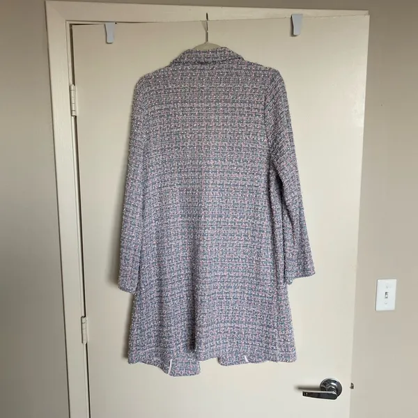 MELLODAY Chic Pink and Blue Tweed Coat - Image 3