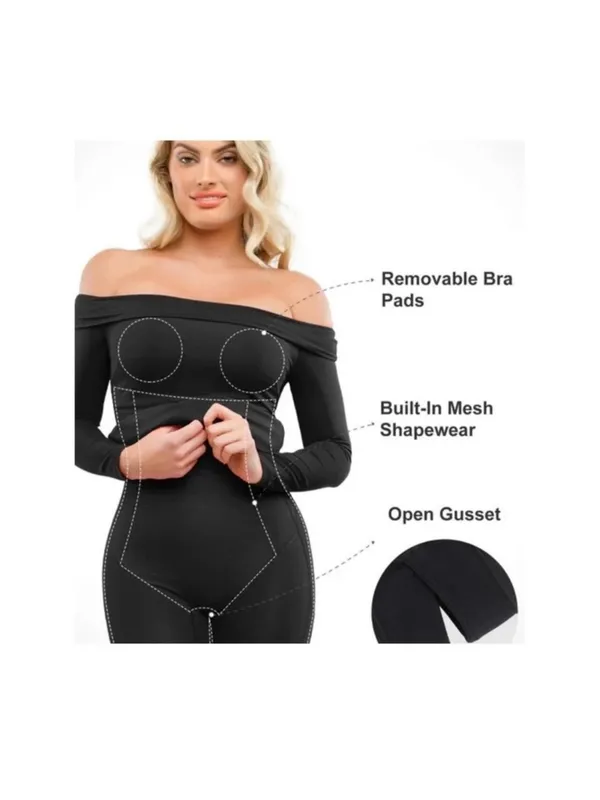 Popilush Off The Shoulder Shapewear Dress in black size large - Image 3