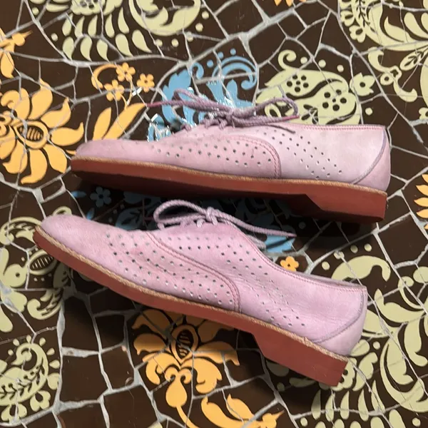 COLE HAAN  Pink Suede Lace-Up Oxfords - Image 3