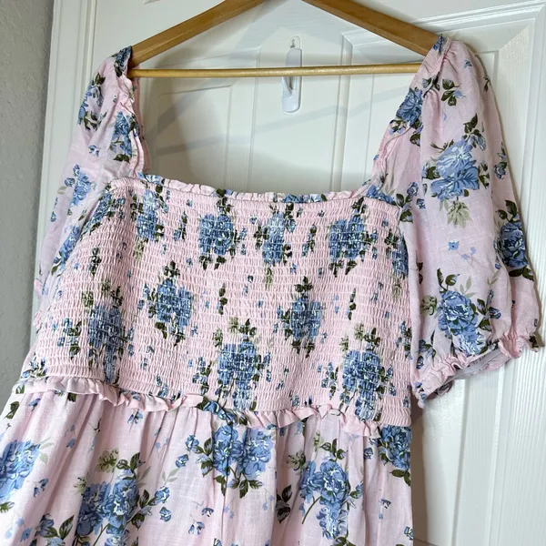 Gal Meets Glam Baby Pink Blue Forever Floral Smocked Dress - Image 7
