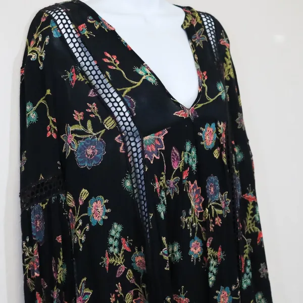 Free People Just The Two Of Us‎ Floral Crochet Tunic Top S Whimsy Fairy Ren Fair - Image 6