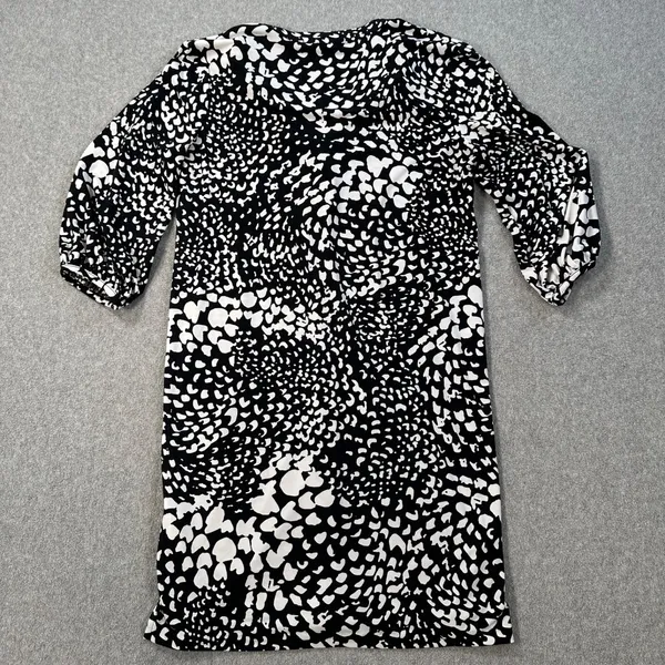 Banana Republic Shift Dress Black White Womens X-Small V-Neck 3/4 Balloon Sleeve - Image 9