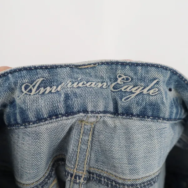 American Eagle Outfitters Jeans Womens 4L Blue Denim Distressed Stretch Straight - Image 2