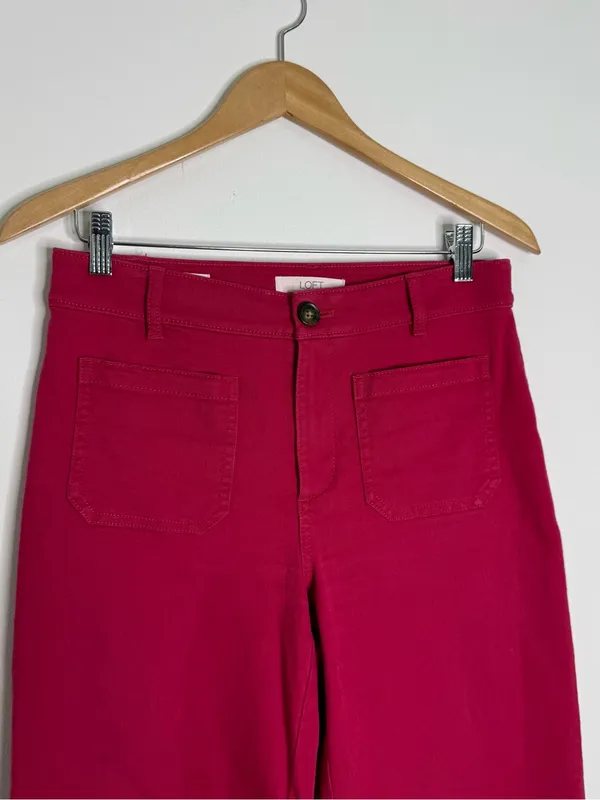 LOFT Palmer Wide Leg Pink Jeans 4 Petite High Rise Stretch Pants - Image 3