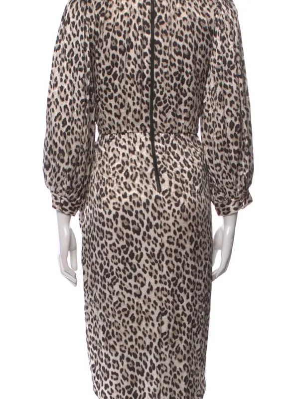 Alice + Olivia Jerilyn Shirred Leopard-Print Cupro-Blend Jacquard Dress - Image 3