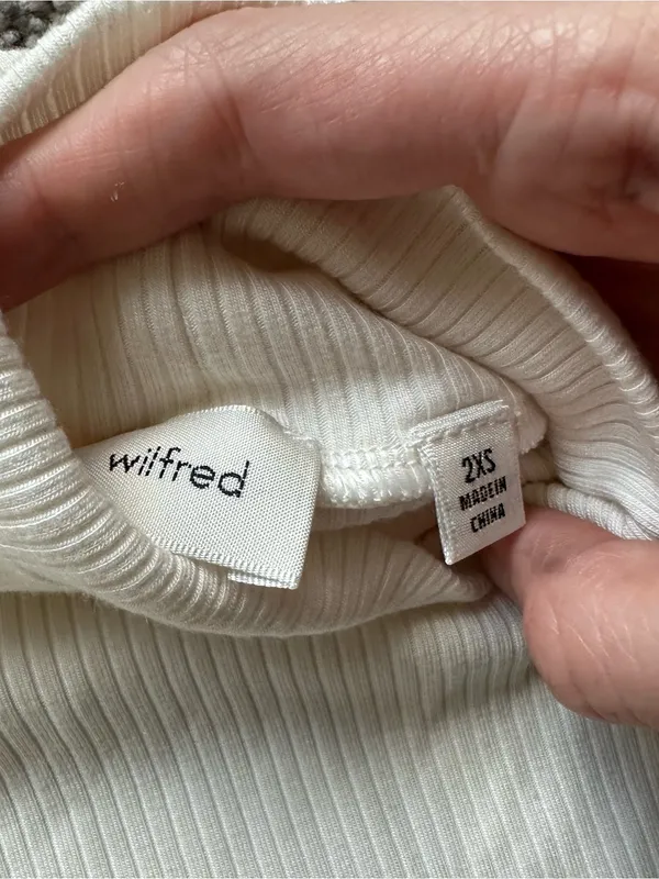 Aritzia White Ribbed Turtleneck Long Sleeve Top - Image 4