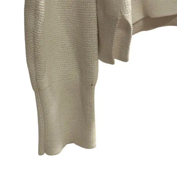 Michael Kors Women's White Ribbed Hoodie Sweater‎ Size M Pullover - Image 7