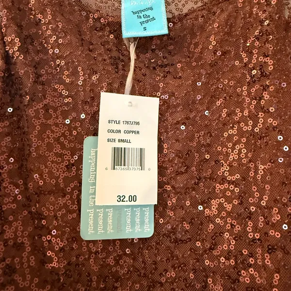 happening in the present Sequin Camisole Tank in Copper - Image 2