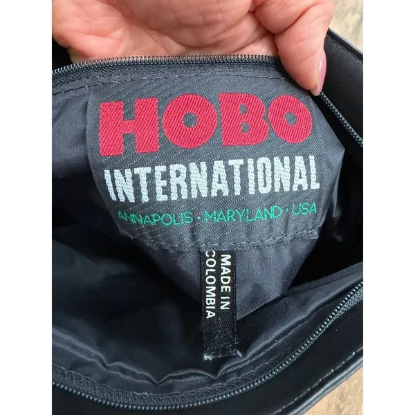 HOBO International Black Leather Tote Shoulder Bag Large Pocket Vintage - Image 4