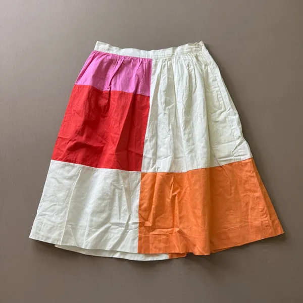 The Lines In Between Cotton Patchwork Midi Skirt - Image 4