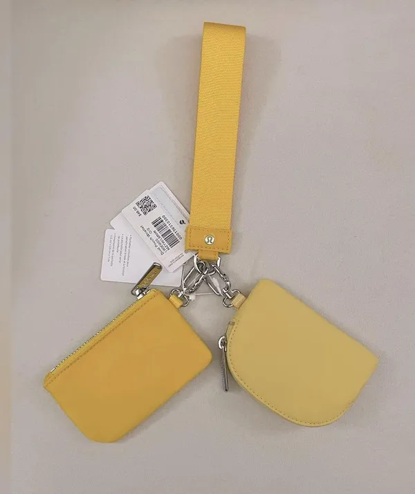 Lululemon NWT Dual Pouch Wristlet Maize Yellow Lemon Wash Card Holder - Image 7