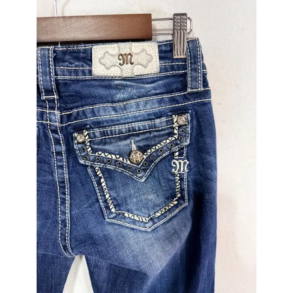 Miss Me Jeans MP7273T Mid Rise Straight Leg Women's 27 x 31 Inseam Western Y2K - Image 3