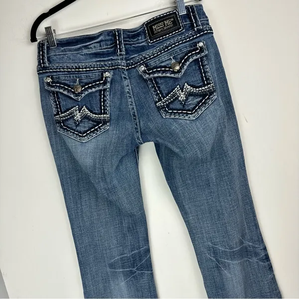 Miss Me Irene Bootcut Jeans Sz 31 Womens Distressed Faded Stitch Denim - Image 13