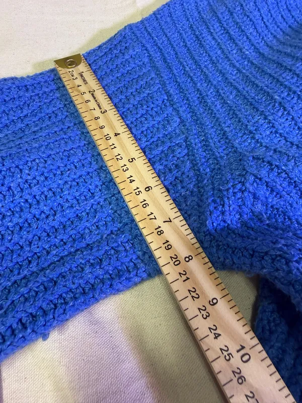 Maeve Anthropologie Chunky knit Blue Sweater Oversized Size M - Image 6