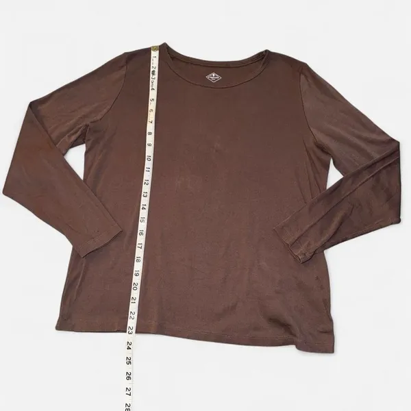 St. John’s Bay brown long sleeve cotton shirt, size Large - Image 3