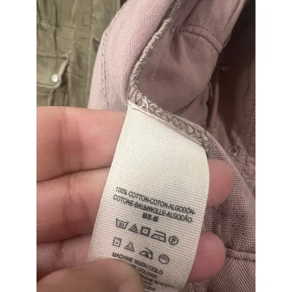 Free People Washed Olive Distressed Surplus Utility Jacket Pink Faded Small - Image 12