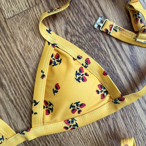 Yellow floral cheeky bikini Red - Image 2