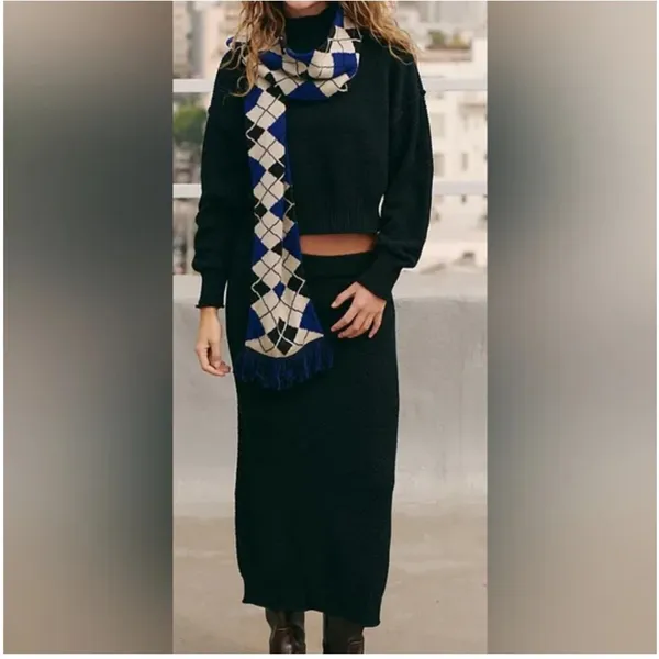 Free People Beach Hailee Sweater Midi Skirt Size XS‎ Black - Image 8